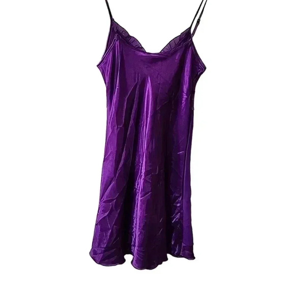 ROYAL Purple Satin Slip dress. Size Medium - Picture 2 of 5